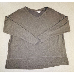 Athleta Womens XL V Neck Sweatshirt Gray Athleisure Lounge Pullover